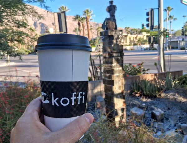 The fountain at Koffi coffee South Palm Springs