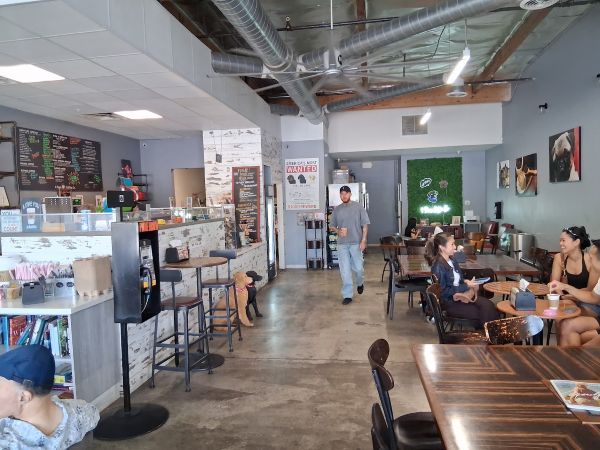 An interior shot of the spacious 4 Coffee in Palm Springs