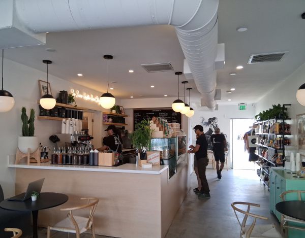 The simplistic well designed interior of Coffeeism on Tahquitz