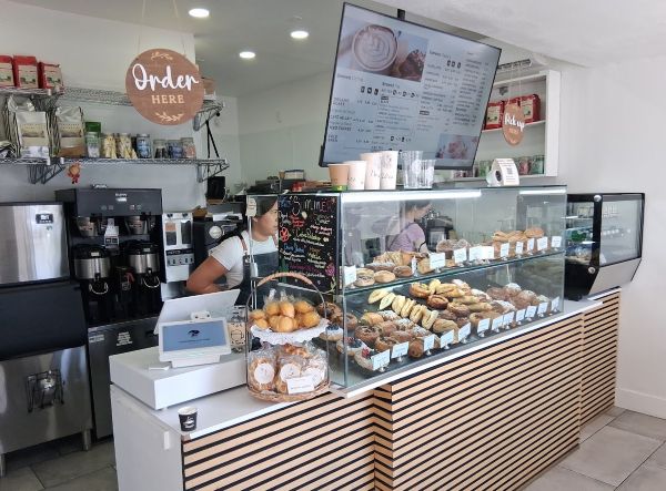 The pastries on display at the coffee counter at Cravings