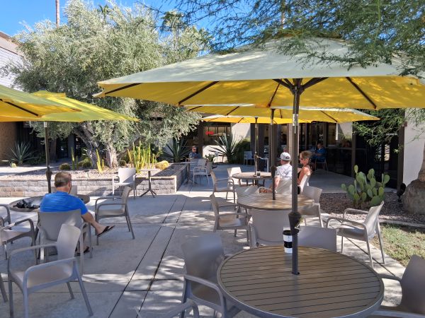 A patio shot of Koffi on Tahquitz in Palm Springs.